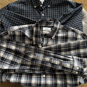Men's Plaid Button-Down Shirt - Black and White
